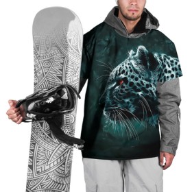 Накидка на куртку 3D с принтом Леопард неоновый в Екатеринбурге, 100% полиэстер |  | гепард | леопард | темный | хищник