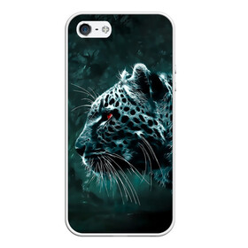 Чехол для iPhone 5/5S матовый с принтом Леопард в Екатеринбурге, Силикон | Область печати: задняя сторона чехла, без боковых панелей | гепард | леопард | темный | хищник