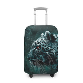 Чехол для чемодана 3D с принтом Леопард неоновый в Екатеринбурге, 86% полиэфир, 14% спандекс | двустороннее нанесение принта, прорези для ручек и колес | гепард | леопард | темный | хищник