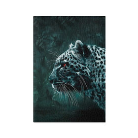 Обложка для паспорта матовая кожа с принтом Леопард неоновый в Екатеринбурге, натуральная матовая кожа | размер 19,3 х 13,7 см; прозрачные пластиковые крепления | гепард | леопард | темный | хищник