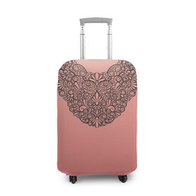 Чехол для чемодана 3D с принтом Кружевной воротник в Екатеринбурге, 86% полиэфир, 14% спандекс | двустороннее нанесение принта, прорези для ручек и колес | градиент | имитация | розовый