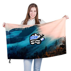 Флаг 3D с принтом SKI в Екатеринбурге, 100% полиэстер | плотность ткани — 95 г/м2, размер — 67 х 109 см. Принт наносится с одной стороны | ski patrol | sport | возвышение | возвышенность | гора | горка | национальный парк | облака | склон | снег | спорт | холм