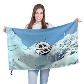 Флаг 3D с принтом Лыжный спорт в Екатеринбурге, 100% полиэстер | плотность ткани — 95 г/м2, размер — 67 х 109 см. Принт наносится с одной стороны | ski patrol | sport | возвышение | возвышенность | гора | горка | национальный парк | облака | склон | снег | спорт | холм