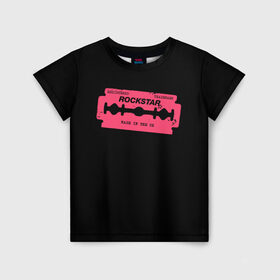 Детская футболка 3D с принтом Rockstar Razor в Екатеринбурге, 100% гипоаллергенный полиэфир | прямой крой, круглый вырез горловины, длина до линии бедер, чуть спущенное плечо, ткань немного тянется | auto | dead | grand | red | redemption | theft | бритва | гта | лезвие | рокстар