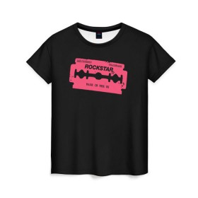 Женская футболка 3D с принтом Rockstar Razor в Екатеринбурге, 100% полиэфир ( синтетическое хлопкоподобное полотно) | прямой крой, круглый вырез горловины, длина до линии бедер | Тематика изображения на принте: auto | dead | grand | red | redemption | theft | бритва | гта | лезвие | рокстар