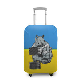 Чехол для чемодана 3D с принтом Спортивный носорог в Екатеринбурге, 86% полиэфир, 14% спандекс | двустороннее нанесение принта, прорези для ручек и колес | abstraction | grunge | абстракция | два цвета | краска | носорог | украинец | я украинец