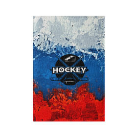 Обложка для паспорта матовая кожа с принтом Хоккей триколор в Екатеринбурге, натуральная матовая кожа | размер 19,3 х 13,7 см; прозрачные пластиковые крепления | Тематика изображения на принте: bandy | hockey | клюшка | коньки | лед | россия | русский хоккей | спорт | хоккей | чемпионат