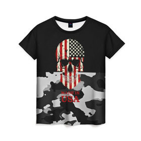 Женская футболка 3D с принтом Made in USA в Екатеринбурге, 100% полиэфир ( синтетическое хлопкоподобное полотно) | прямой крой, круглый вырез горловины, длина до линии бедер | camouflage | made in usa | skull | абстракция | америка | города | камуфляж | нация | страны | текстуры | череп