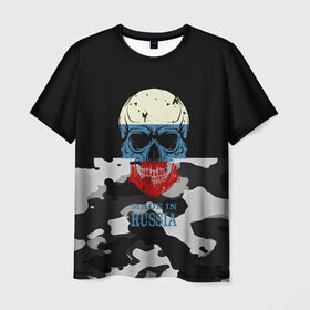 Мужская футболка 3D с принтом Made in Russia в Екатеринбурге, 100% полиэфир | прямой крой, круглый вырез горловины, длина до линии бедер | camouflage | made in russia | skull | абстракция | города | камуфляж | нация | россия | страны | текстуры | череп