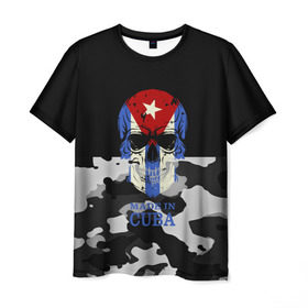 Мужская футболка 3D с принтом Made in Cuba в Екатеринбурге, 100% полиэфир | прямой крой, круглый вырез горловины, длина до линии бедер | camouflage | made in cuba | skull | абстракция | города | камуфляж | куба | нация | страны | текстуры | череп