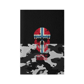 Обложка для паспорта матовая кожа с принтом Made in Norway в Екатеринбурге, натуральная матовая кожа | размер 19,3 х 13,7 см; прозрачные пластиковые крепления | Тематика изображения на принте: camouflage | made in norway | skull | абстракция | города | камуфляж | нация | норвегия | страны | текстуры | череп