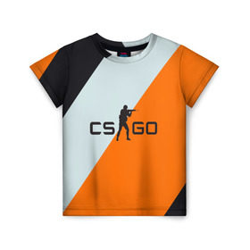 Детская футболка 3D с принтом Cs Go Asi #2 в Екатеринбурге, 100% гипоаллергенный полиэфир | прямой крой, круглый вырез горловины, длина до линии бедер, чуть спущенное плечо, ткань немного тянется | cs go | контр страйк гоу  полосы | оранжевый | серый | чёрный