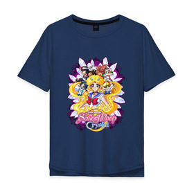 Мужская футболка хлопок Oversize с принтом Sailor Moon Crystal в Екатеринбурге, 100% хлопок | свободный крой, круглый ворот, “спинка” длиннее передней части | sailor moon | аниме | анимэ | волосы | глаза | девочка | косы | луна в матроске | месяц | мультик | мультсериал | мультфильм | се | сейлор | сейлор ви | сейлор винера | сейлор марс | сейлор меркурий