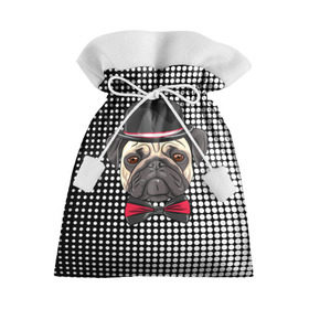 Подарочный 3D мешок с принтом Mr. Pug в Екатеринбурге, 100% полиэстер | Размер: 29*39 см | animal | dog | pet | pug | puppy | арт | горошек | джентльмен | животные | кружочки | мопс | мопсик | пес | собаки | текстура | французский бульдог