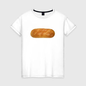 Женская футболка хлопок с принтом Батон белого в Екатеринбурге, 100% хлопок | прямой крой, круглый вырез горловины, длина до линии бедер, слегка спущенное плечо | батон | хлеб