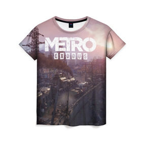 Женская футболка 3D с принтом METRO в Екатеринбурге, 100% полиэфир ( синтетическое хлопкоподобное полотно) | прямой крой, круглый вырез горловины, длина до линии бедер | metro | metro exodus | метро
