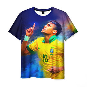 Мужская футболка 3D с принтом Neymar в Екатеринбурге, 100% полиэфир | прямой крой, круглый вырез горловины, длина до линии бедер | Тематика изображения на принте: neymar | неймар | сборная бразилии