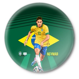 Значок с принтом Neymar в Екатеринбурге,  металл | круглая форма, металлическая застежка в виде булавки | Тематика изображения на принте: neymar | неймар | сборная бразилии