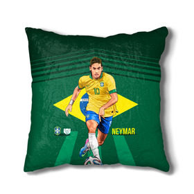 Подушка 3D с принтом Neymar в Екатеринбурге, наволочка – 100% полиэстер, наполнитель – холлофайбер (легкий наполнитель, не вызывает аллергию). | состоит из подушки и наволочки. Наволочка на молнии, легко снимается для стирки | neymar | неймар | сборная бразилии