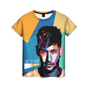 Женская футболка 3D с принтом Neymar в Екатеринбурге, 100% полиэфир ( синтетическое хлопкоподобное полотно) | прямой крой, круглый вырез горловины, длина до линии бедер | Тематика изображения на принте: neymar | неймар | сборная бразилии