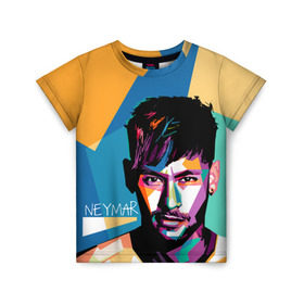 Детская футболка 3D с принтом Neymar в Екатеринбурге, 100% гипоаллергенный полиэфир | прямой крой, круглый вырез горловины, длина до линии бедер, чуть спущенное плечо, ткань немного тянется | neymar | неймар | сборная бразилии
