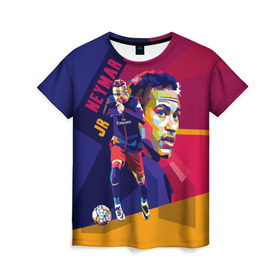 Женская футболка 3D с принтом Neymar в Екатеринбурге, 100% полиэфир ( синтетическое хлопкоподобное полотно) | прямой крой, круглый вырез горловины, длина до линии бедер | neymar | неймар | сборная бразилии