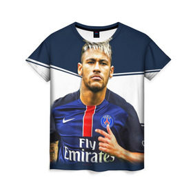 Женская футболка 3D с принтом Neymar в Екатеринбурге, 100% полиэфир ( синтетическое хлопкоподобное полотно) | прямой крой, круглый вырез горловины, длина до линии бедер | neymar | psg | неймар | псж | сборная бразилии