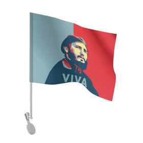 Флаг для автомобиля с принтом Фидель Кастро в Екатеринбурге, 100% полиэстер | Размер: 30*21 см | cuba | fidel | диктатор | коммунизм | куба | президент | фидель