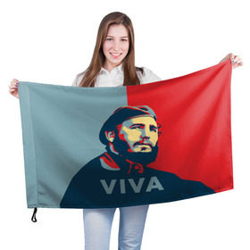 Флаг 3D с принтом Фидель Кастро в Екатеринбурге, 100% полиэстер | плотность ткани — 95 г/м2, размер — 67 х 109 см. Принт наносится с одной стороны | Тематика изображения на принте: cuba | fidel | диктатор | коммунизм | куба | президент | фидель