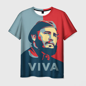 Мужская футболка 3D с принтом Фидель Кастро в Екатеринбурге, 100% полиэфир | прямой крой, круглый вырез горловины, длина до линии бедер | cuba | fidel | диктатор | коммунизм | куба | президент | фидель