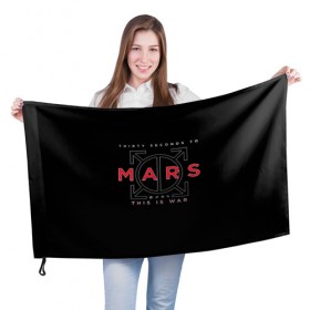 Флаг 3D с принтом 30 Seconds to Mars в Екатеринбурге, 100% полиэстер | плотность ткани — 95 г/м2, размер — 67 х 109 см. Принт наносится с одной стороны | группа | марс | надпись | рок | черный