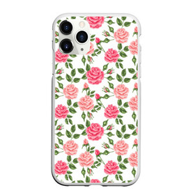 Чехол для iPhone 11 Pro Max матовый с принтом РОЗЫ ПАТТЕРН ROSES PATTERN в Екатеринбурге, Силикон |  | абстракция | коллаж | паттерн | растения | розы | цветы