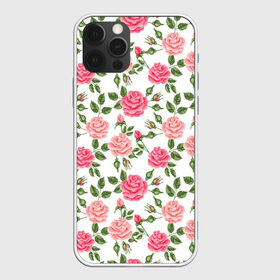 Чехол для iPhone 12 Pro Max с принтом Розы Паттерн в Екатеринбурге, Силикон |  | абстракция | коллаж | паттерн | растения | розы | цветы