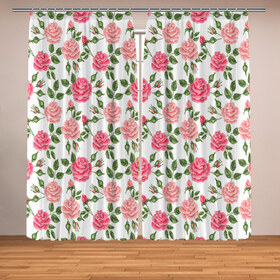 Фотошторы с принтом РОЗЫ ПАТТЕРН ROSES PATTERN в Екатеринбурге, Блэкаут (светозащита 90%) / Габардин (светозащита 40% | 2 полотна шириной по 145 см; Высота 200-300 см; Крепление: шторная лента (на крючки); | абстракция | коллаж | паттерн | растения | розы | цветы