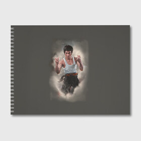 Альбом для рисования с принтом Брюс Ли в Екатеринбурге, 100% бумага
 | матовая бумага, плотность 200 мг. | Тематика изображения на принте: актер | блюс | боец | каратэ | кунг фу | ли | спорт