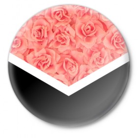 Значок с принтом Розы (в цвете) в Екатеринбурге,  металл | круглая форма, металлическая застежка в виде булавки | Тематика изображения на принте: flowers | абстракция | растения | розовы | розы | треугольник | цветы | черно белый