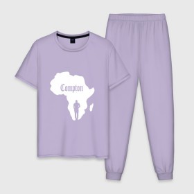 Мужская пижама хлопок с принтом Африка, Compton, K. Lamar в Екатеринбурге, 100% хлопок | брюки и футболка прямого кроя, без карманов, на брюках мягкая резинка на поясе и по низу штанин
 | Тематика изображения на принте: 