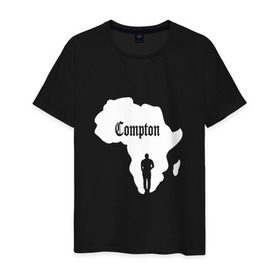 Мужская футболка хлопок с принтом Африка, Compton, K. Lamar в Екатеринбурге, 100% хлопок | прямой крой, круглый вырез горловины, длина до линии бедер, слегка спущенное плечо. | 