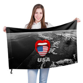 Флаг 3D с принтом USA в Екатеринбурге, 100% полиэстер | плотность ткани — 95 г/м2, размер — 67 х 109 см. Принт наносится с одной стороны | united states | united states of america | yankeeland | америка | планета | сша | язык