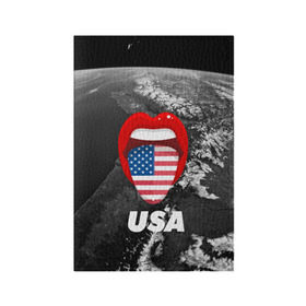 Обложка для паспорта матовая кожа с принтом USA в Екатеринбурге, натуральная матовая кожа | размер 19,3 х 13,7 см; прозрачные пластиковые крепления | united states | united states of america | yankeeland | америка | планета | сша | язык