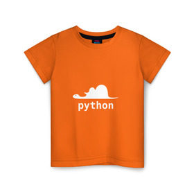 Детская футболка хлопок с принтом Питон - язык программирования в Екатеринбурге, 100% хлопок | круглый вырез горловины, полуприлегающий силуэт, длина до линии бедер | php | python | питон | программирование | слон