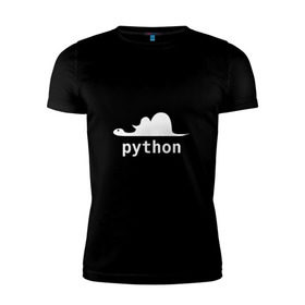 Мужская футболка премиум с принтом Питон - язык программирования в Екатеринбурге, 92% хлопок, 8% лайкра | приталенный силуэт, круглый вырез ворота, длина до линии бедра, короткий рукав | php | python | питон | программирование | слон