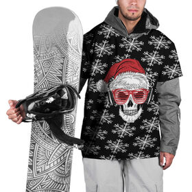 Накидка на куртку 3D с принтом Santa Skull хипстер в Екатеринбурге, 100% полиэстер |  | Тематика изображения на принте: дед мороз | новогодний | паттерн | санта | снег | снежинки