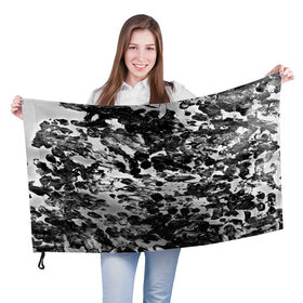 Флаг 3D с принтом Чёрно-серые пятна в Екатеринбурге, 100% полиэстер | плотность ткани — 95 г/м2, размер — 67 х 109 см. Принт наносится с одной стороны | watercolor | абстракция красок | акварель | брызги красок | живопись | краска | потертость красок | текстуры | черно белый