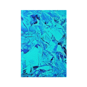 Обложка для паспорта матовая кожа с принтом Голубые краски в Екатеринбурге, натуральная матовая кожа | размер 19,3 х 13,7 см; прозрачные пластиковые крепления | watercolor | абстракция красок | акварель | брызги красок | краска | потертость красок