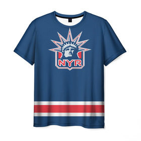 Мужская футболка 3D с принтом New York Rangers 2017 в Екатеринбурге, 100% полиэфир | прямой крой, круглый вырез горловины, длина до линии бедер | Тематика изображения на принте: new york rangers | nhl | спорт | хоккей