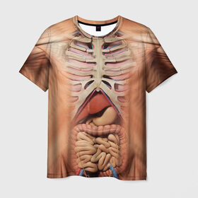 Мужская футболка 3D с принтом Грудная клетка в Екатеринбурге, 100% полиэфир | прямой крой, круглый вырез горловины, длина до линии бедер | Тематика изображения на принте: 