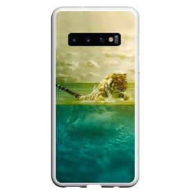 Чехол для Samsung Galaxy S10 с принтом Тигр жизнь ПИ в Екатеринбурге, Силикон | Область печати: задняя сторона чехла, без боковых панелей | амурский | бенгальский тигр | брызги | вода | дикий | животное | звере | зверь | капли | кот | кошка | море | небо | океан | полосатый | тигрица | усатый | уссурийский | хвост | хищник | царь