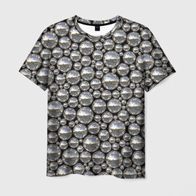Мужская футболка 3D с принтом Серебряные шары в Екатеринбурге, 100% полиэфир | прямой крой, круглый вырез горловины, длина до линии бедер | серебро | шар | шарики | шары