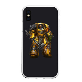 Чехол для iPhone XS Max матовый с принтом Warhammer 40 000 в Екатеринбурге, Силикон | Область печати: задняя сторона чехла, без боковых панелей | game | hammer | terminator armor | warhammer 40k | wh40k | игра | игрок | терминатор | фантастика | фэнтези